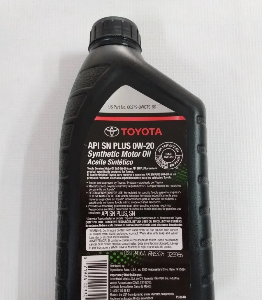 Aceite de motor toyota sintetico 0w-20 original