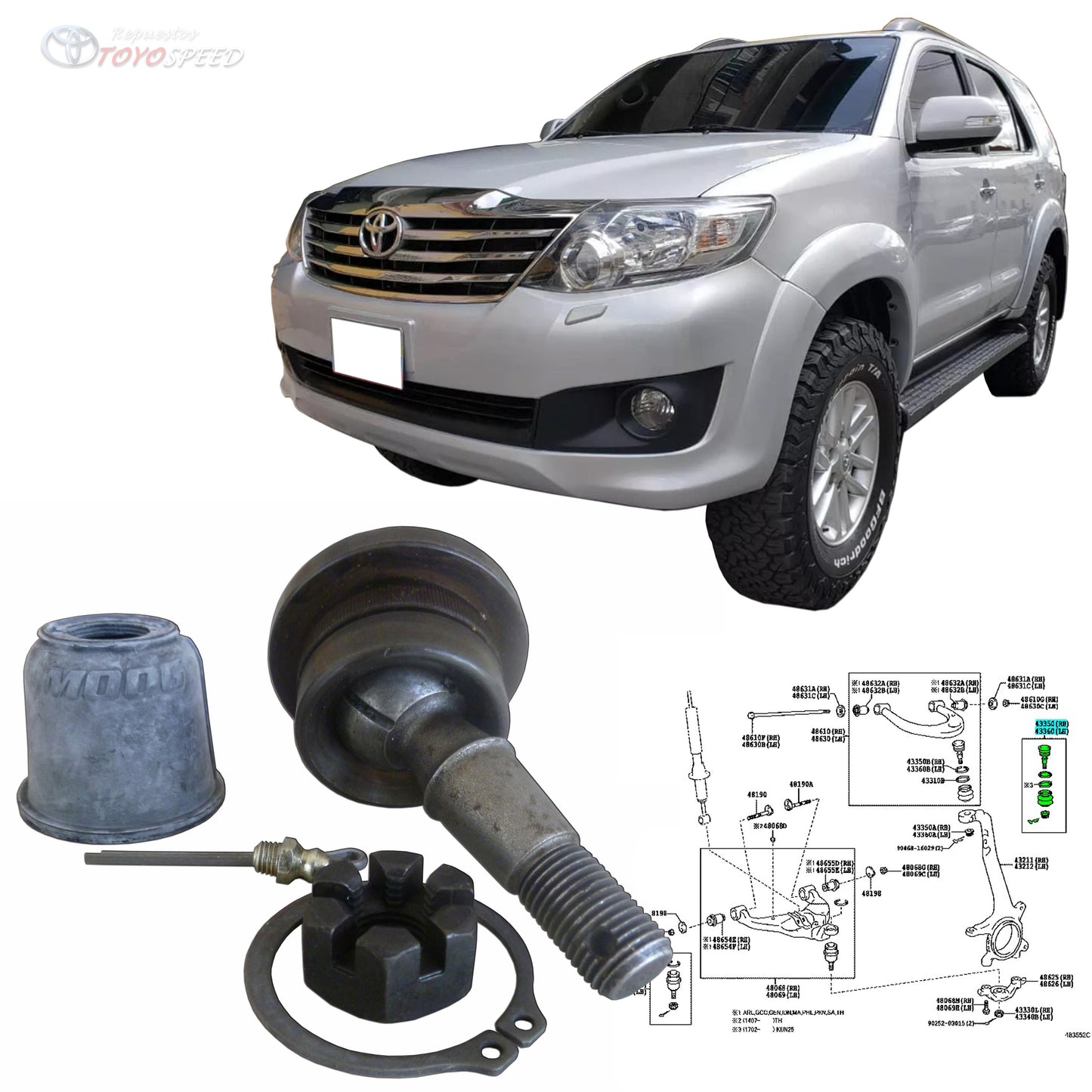 Muñon Meseta Superior Genérico para Fortuner y Hilux