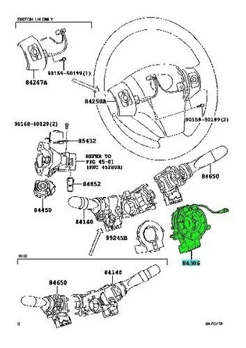 Cable Espiral o Cinta del Airbag Generico para Yaris
