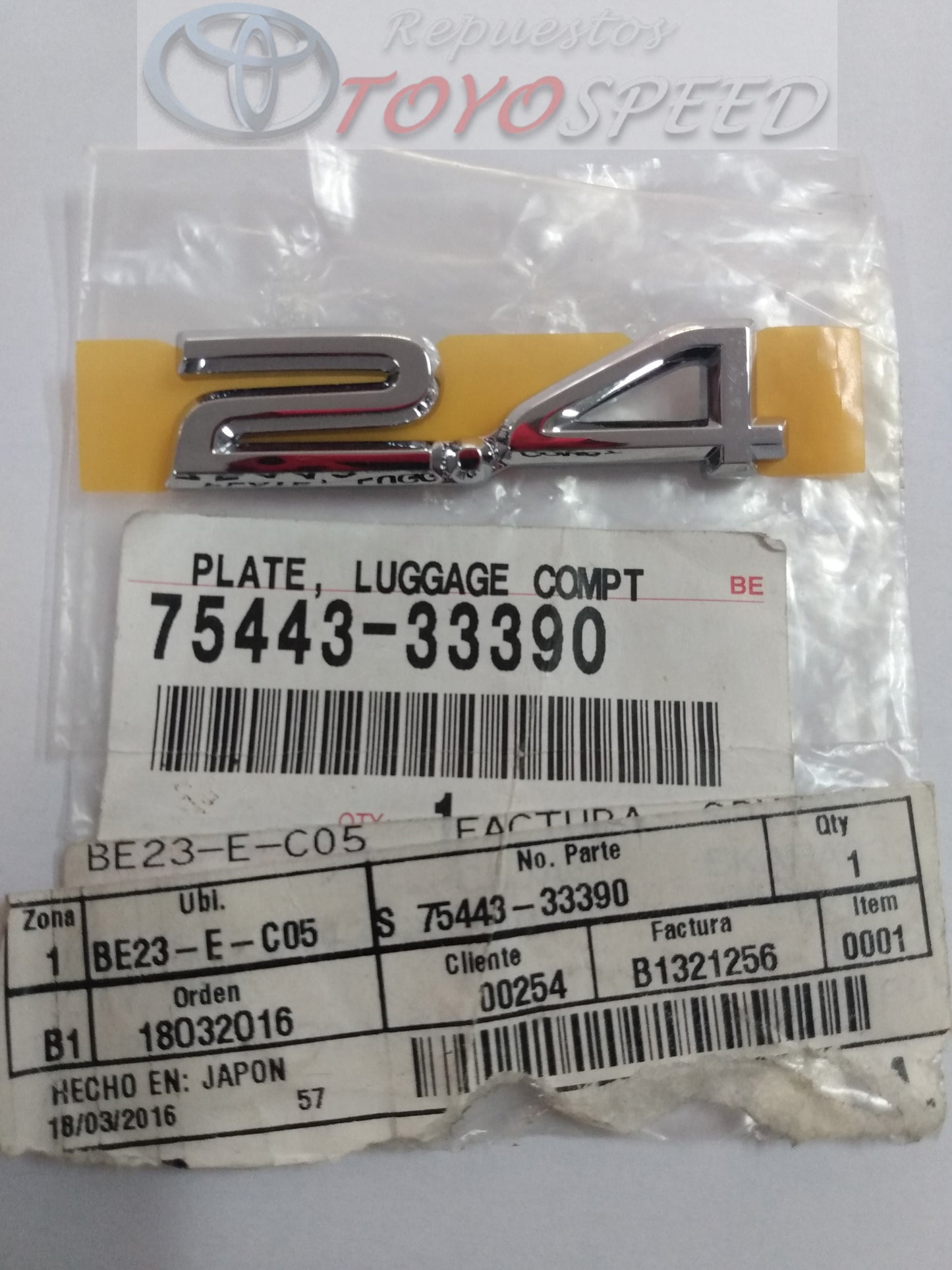 Emblema Original Tapa Maleta para Camry