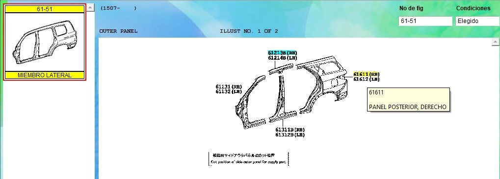 Paral Derecho Techo para Fortuner Importada