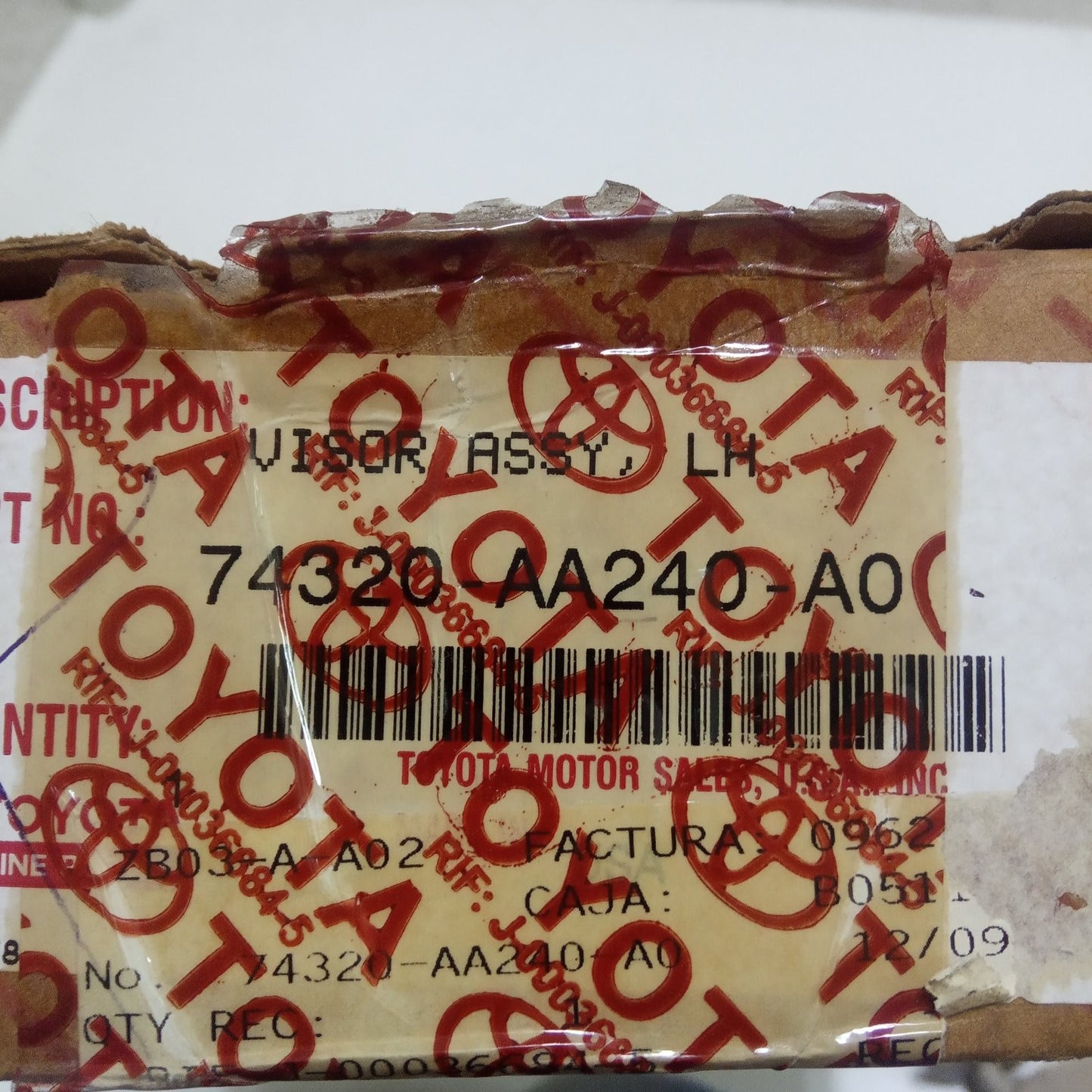 Tapa Sol Visera Izquierda Original para Camry