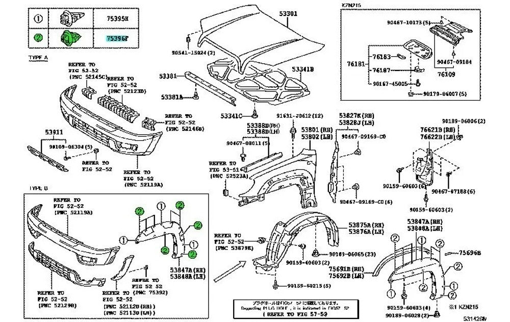Clips Generico Azul Buche para 4runner, Fj, Prado