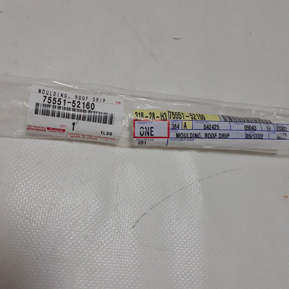 Goma Moldura Platina Derecha Techo Original para Yaris Belta