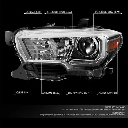 Faro derecho generico para tacoma 16-23 sr sr5 trd (fondo negro)